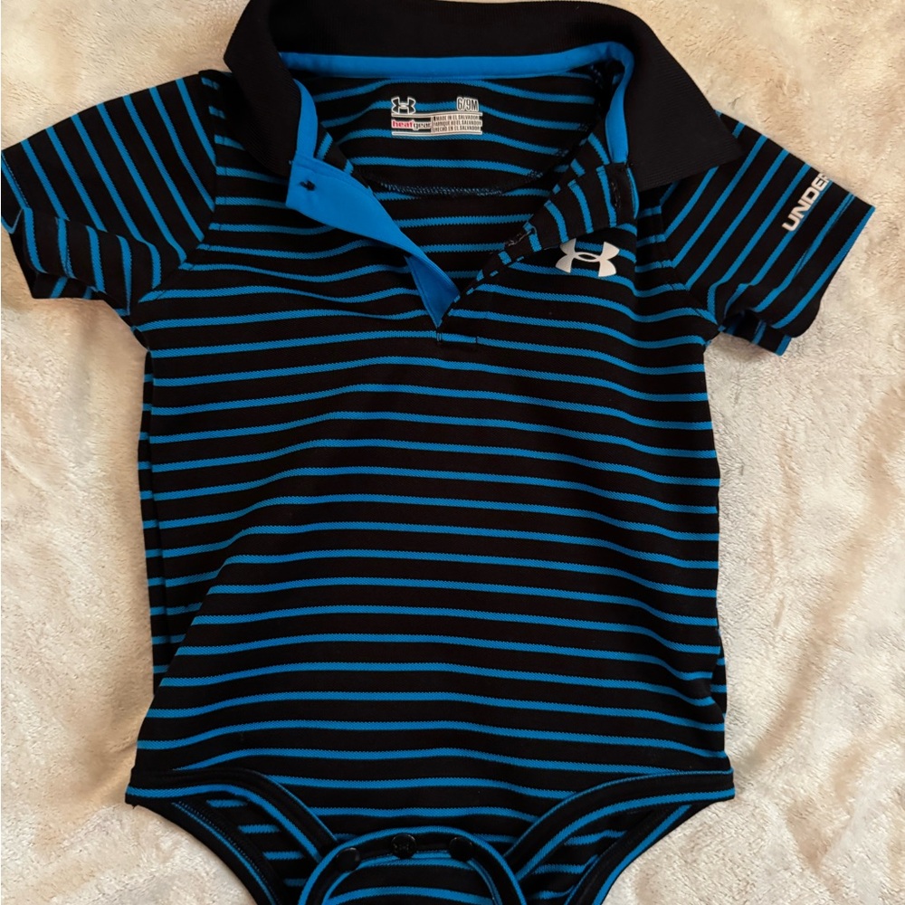 Under Armour Infant Bodysuit with Blue and Black Stripes